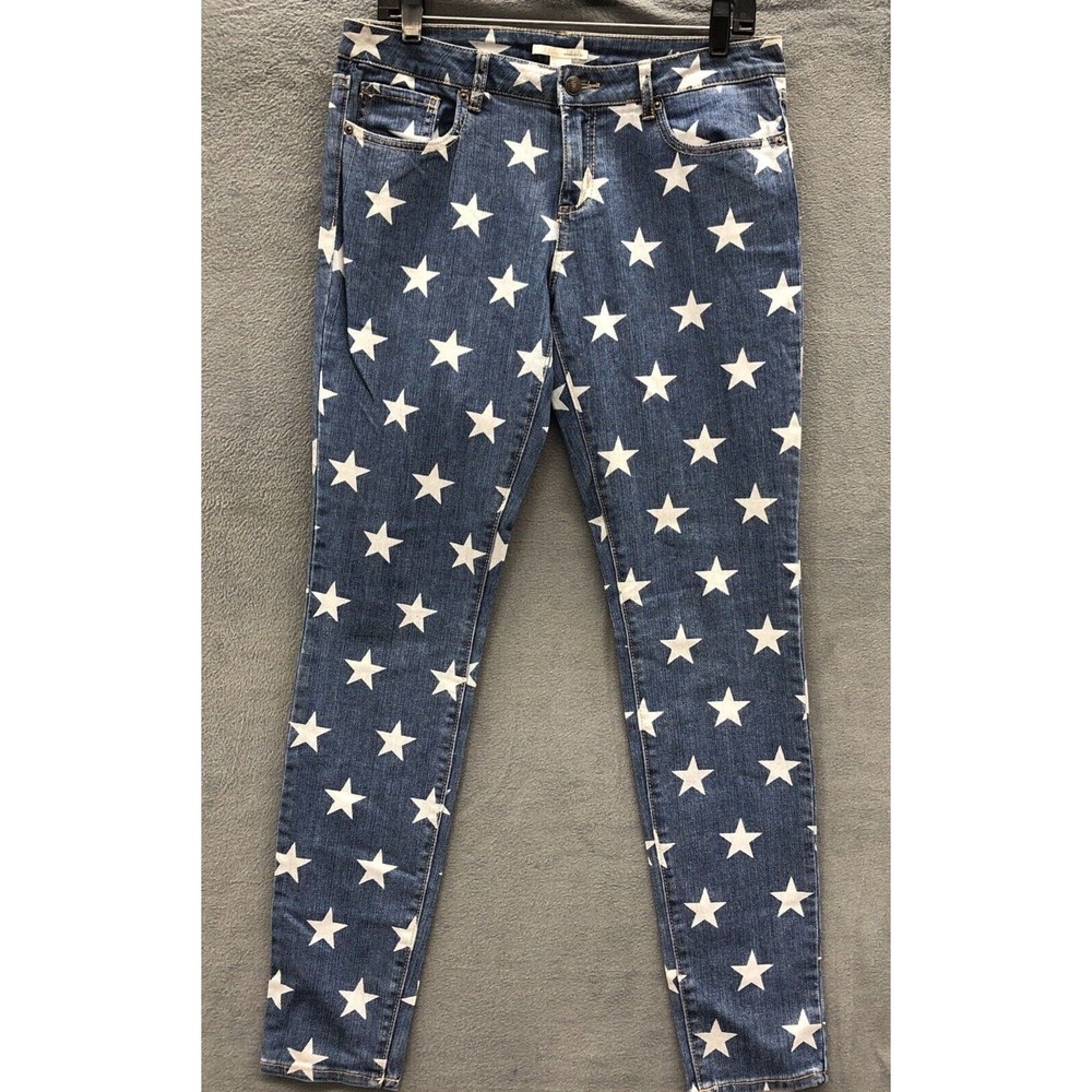Forever21 Womens Denim Jeans Size 29 Blue White Stars Patriotic Holiday